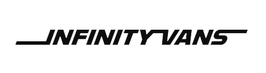 Infinity Vans interior wall panels and ceiling kits logo, representing a premium layout partner for Vanpire Vans Customs.