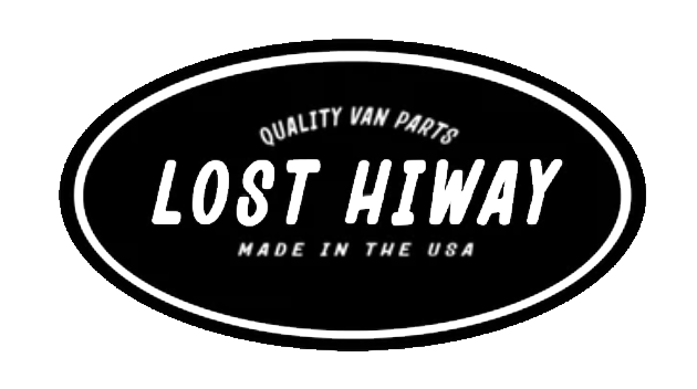 Lost Highway Customs interior storage and window organization gear logo, featured as a clever layout partner for Vanpire Vans Customs.