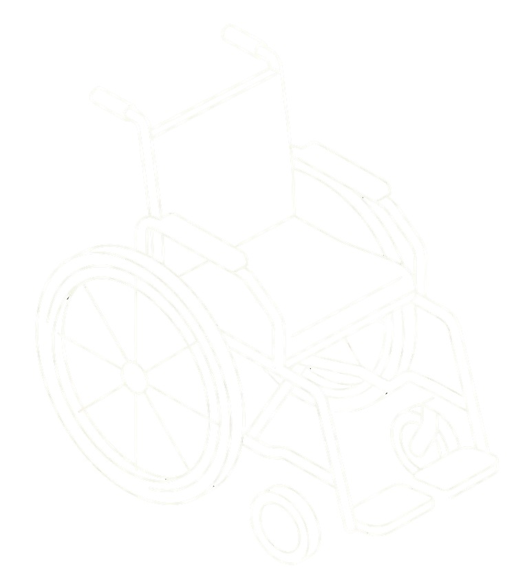 Line icon of a wheelchair, representing custom handicap accessible conversions and mobility solutions for camper vans.